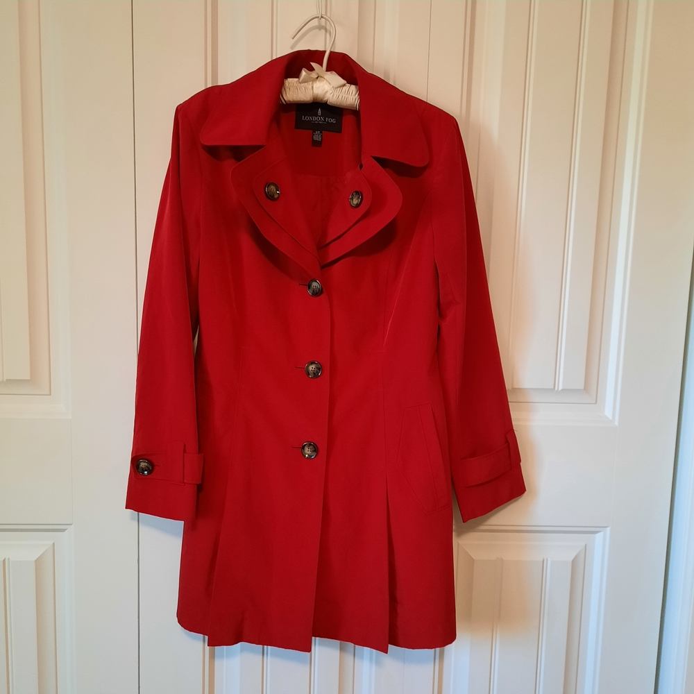 London Fog Vibrant Red Trench Coat